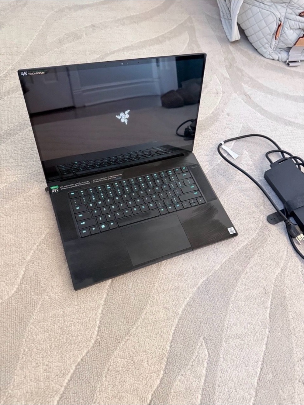 Razer Black Gaming Laptop with Green-Accent RGB Keyboard